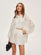 Semi-Sheer Floral Shorts Set